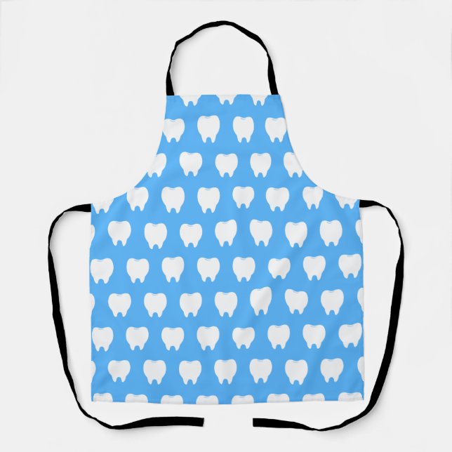 Simple White Tooth with Light Blue Pattern – Clean Apron (Front)