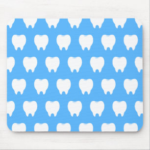 Simple White Tooth with Light Blue Pattern – Clean Mouse Mat