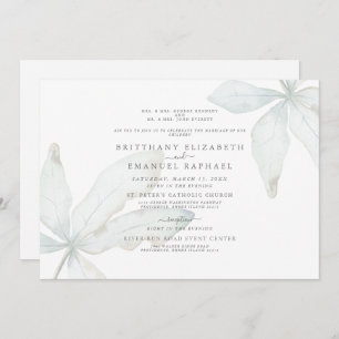 Simple White Tropical Foliage IIWedding Invitation
