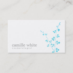 Simple White Turquoise Branch Salon and Spa Business Card