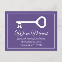 Simple White Viole Minimal Key Moving Announcement
