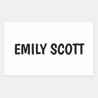Simple White Waterproof Name Rectangular Sticker
