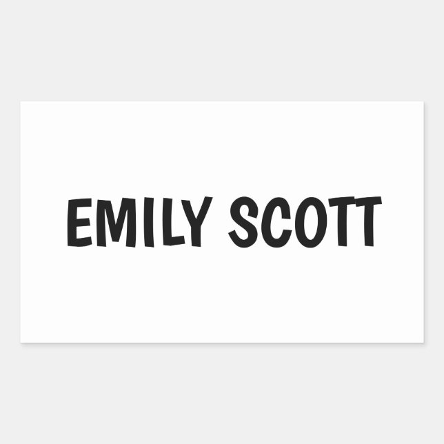 Simple White Waterproof Name Rectangular Sticker (Front)