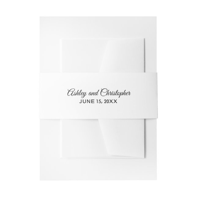 Simple White Wedding Belly Band Invitation Belly Band (Front Example)