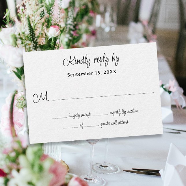 Simple White Wedding Guest Count RSVP Card (Creator Uploaded)
