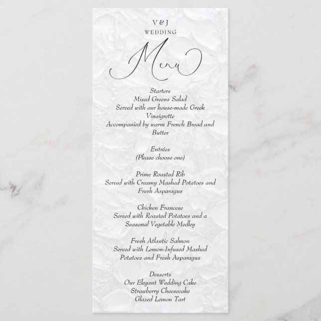 Simple White Wedding Menu (Front)