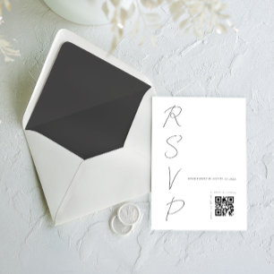 Simple White Wedding QR code RSVP Card