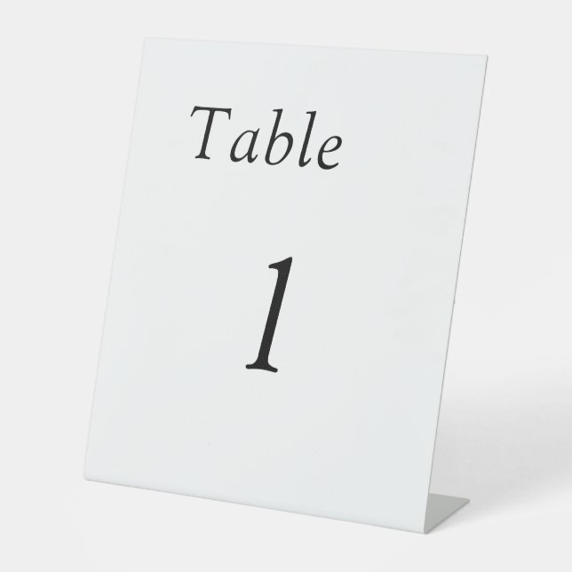 Simple White Wedding Table Number Pedestal Sign (Front)