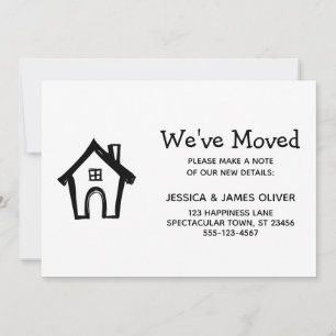 Simple White "We've Moved" Card w/ Little House