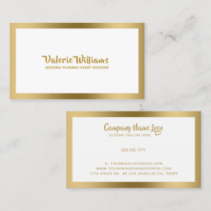 Simple White Whit Gold Frame Business Card
