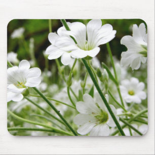 Simple White Wild Flowers Mouse Mat