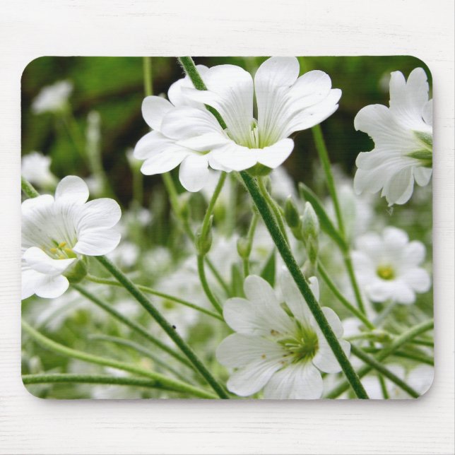 Simple White Wild Flowers Mouse Mat (Front)
