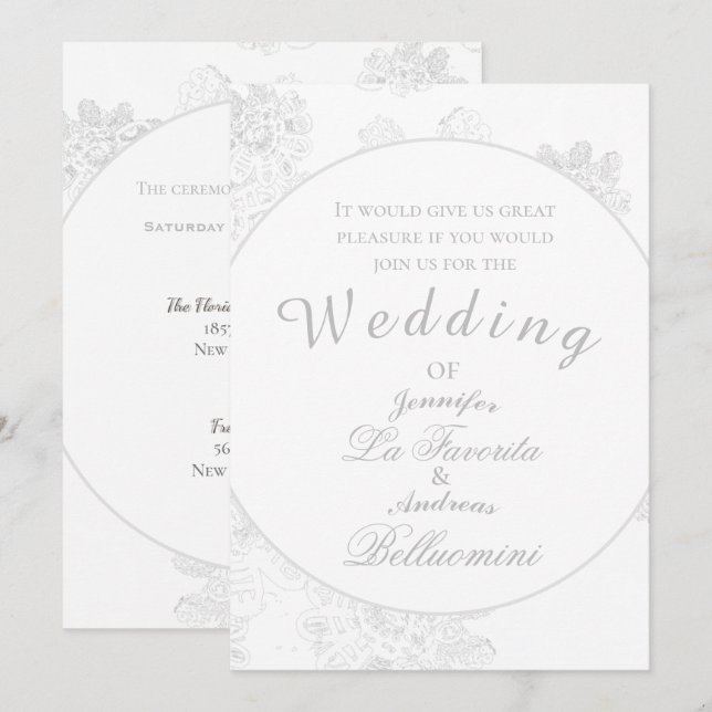 Simple White Winter Floral Wedding Invite (Front/Back)