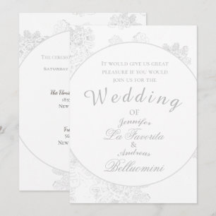 Simple White Winter Floral Wedding Invite