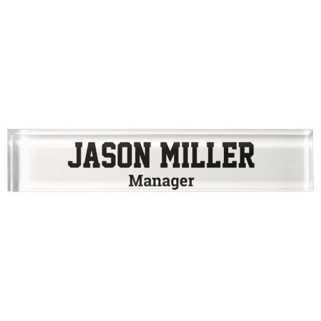 Simple White with Black Lettering Nameplate (Front)