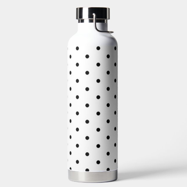 Simple White with Black Polka Dots Water Bottle (Left)