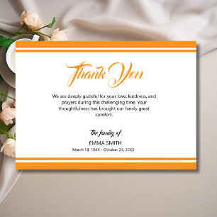 Simple White with Orange Lines Funeral Thank You Card