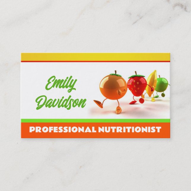 Simple White, Yellow & Orange Healthy Life Card (Front)