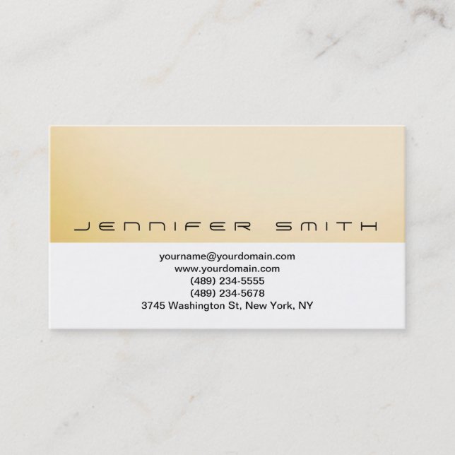 Simple White Yellow Plain Business Card (Front)