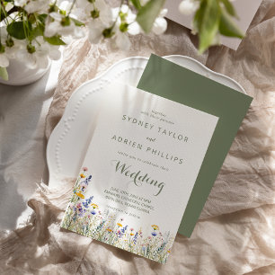 Simple Widlflower Formal Wedding Invitation