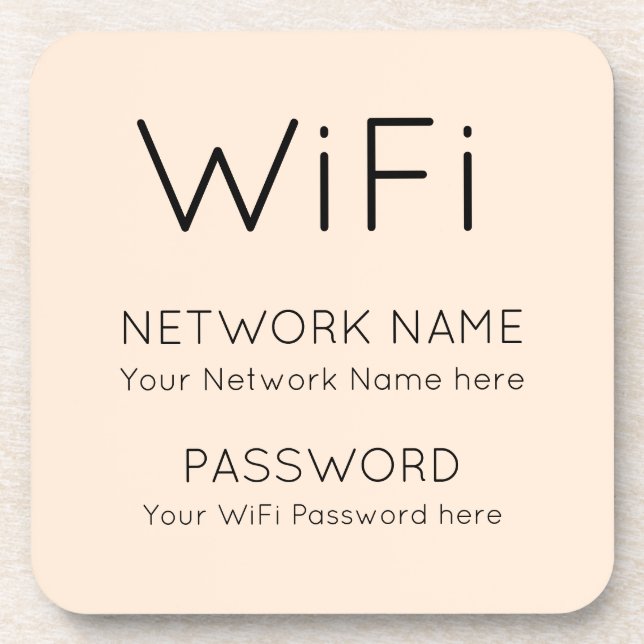 Simple WiFi Information black typographical Cream Coaster (Front)