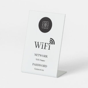 Simple WiFi Password Business Logo Display  Pedestal Sign