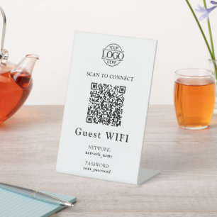 Simple Wifi Password &  Network   Business QR Code Pedestal Sign