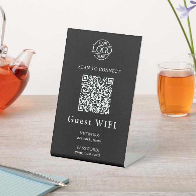 Simple Wifi Password &  Network | Business QR Code Pedestal Sign (In SItu)