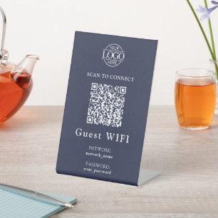 Simple Wifi Password &  Network   Business QR Code Pedestal Sign