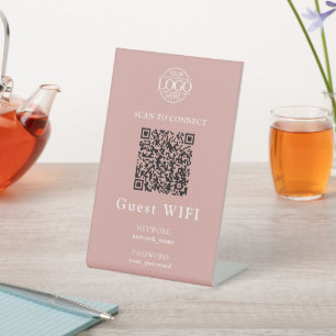 Simple Wifi Password &  Network   Business QR Code Pedestal Sign