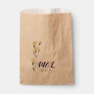 Simple Wild Flower Hand Drawn Wedding  Favour Bags