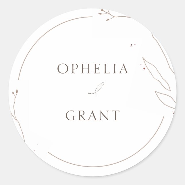 Simple Wild Grass Wedding Thank You Stickers (Front)