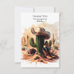 Simple Wild West Cowboy Birthday Thank You Card