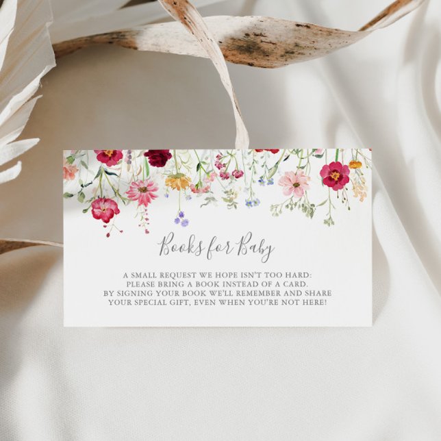 Simple Wildflower Baby Shower Book Request Enclosure Card (Creator Uploaded)