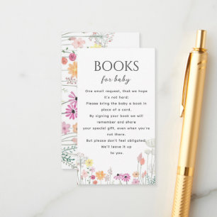 Simple Wildflower Baby Shower Books For Baby Enclosure Card