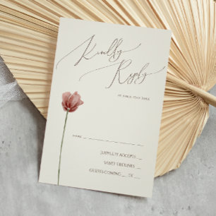 Simple Wildflower   Beige RSVP Card