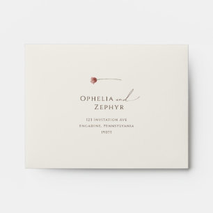 Simple Wildflower Beige Self Addressed RSVP Envelope