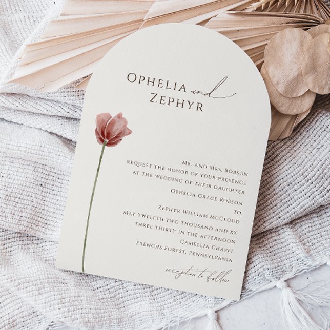 Simple Wildflower | Beige Traditional Wedding Arch Invitation (Creator Uploaded)