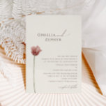 Simple Wildflower | Beige Traditional Wedding Invitation<br><div class="desc">This simple wildflower | beige traditional wedding invitation is perfect for your whimsical boho wedding. The singular bright, enchanted pink floral gives this product an artsy and delicate feel that is a simple modern design. This look will go well with any wedding season: spring, summer, fall, or winter! Please feel...</div>