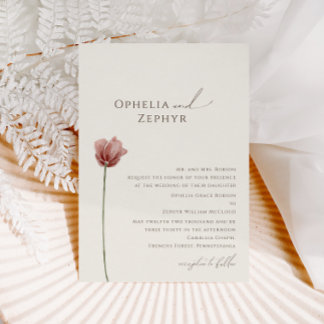 Simple Wildflower | Beige Traditional Wedding Invitation