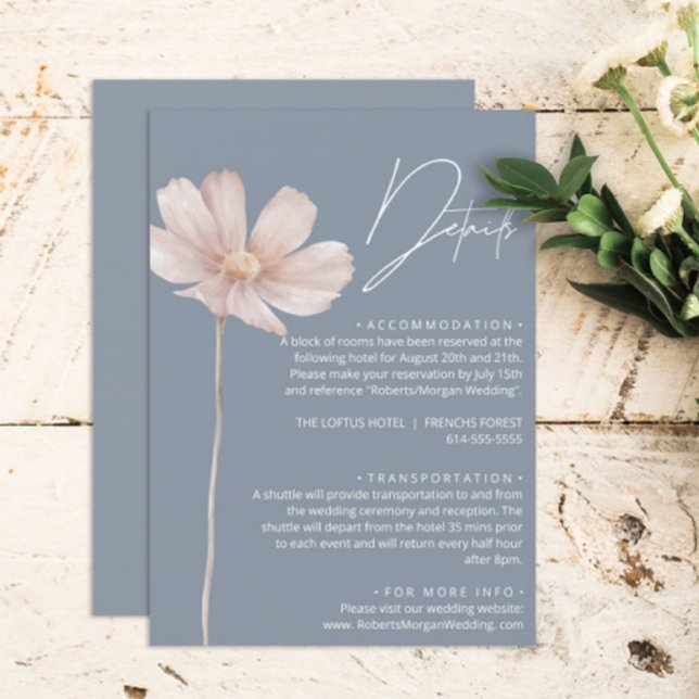 Simple Wildflower Boho | Dusty Blue Wedding Detail Enclosure Card (Creator Uploaded)