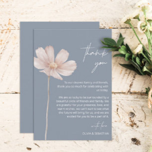 Simple Wildflower Boho Dusty Blue Wedding Thank You Card