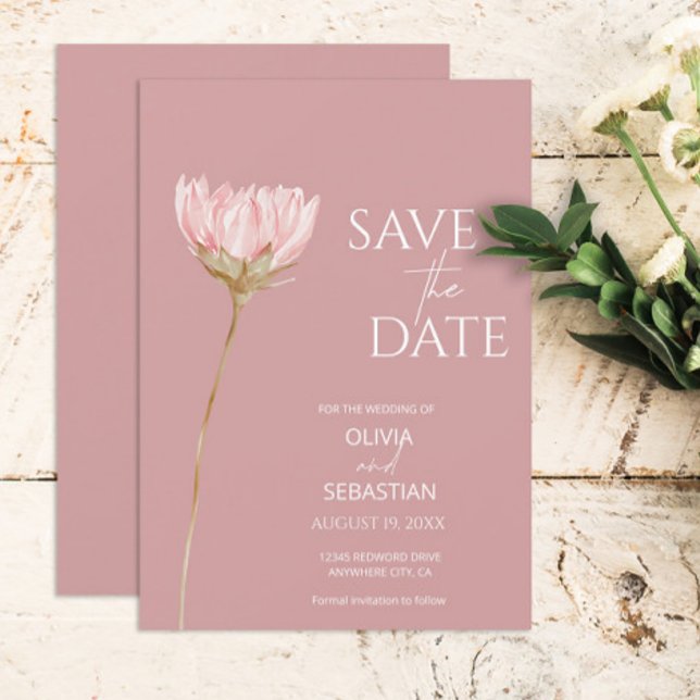 Simple Wildflower Boho | Dusty Rose Wedding Save The Date (Creator Uploaded)