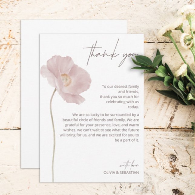 Simple Wildflower Boho Wedding Thank You Card (Creator Uploaded)