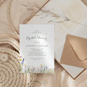 Simple Wildflower Bridal Shower Invitation