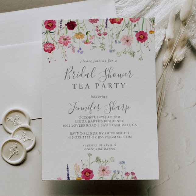 Simple Wildflower Bridal Shower Tea Party Invitation (Creator Uploaded)