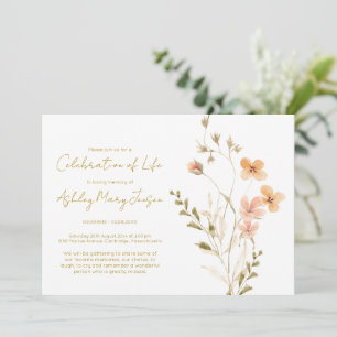 Simple Wildflower Celebration of Life Funeral Invitation