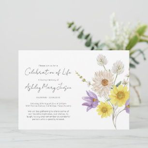 Simple Wildflower Celebration of Life Funeral Invitation