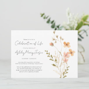 Simple Wildflower Celebration of Life Funeral Invitation