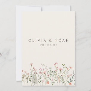 Simple Wildflower Engagement Announcement Card